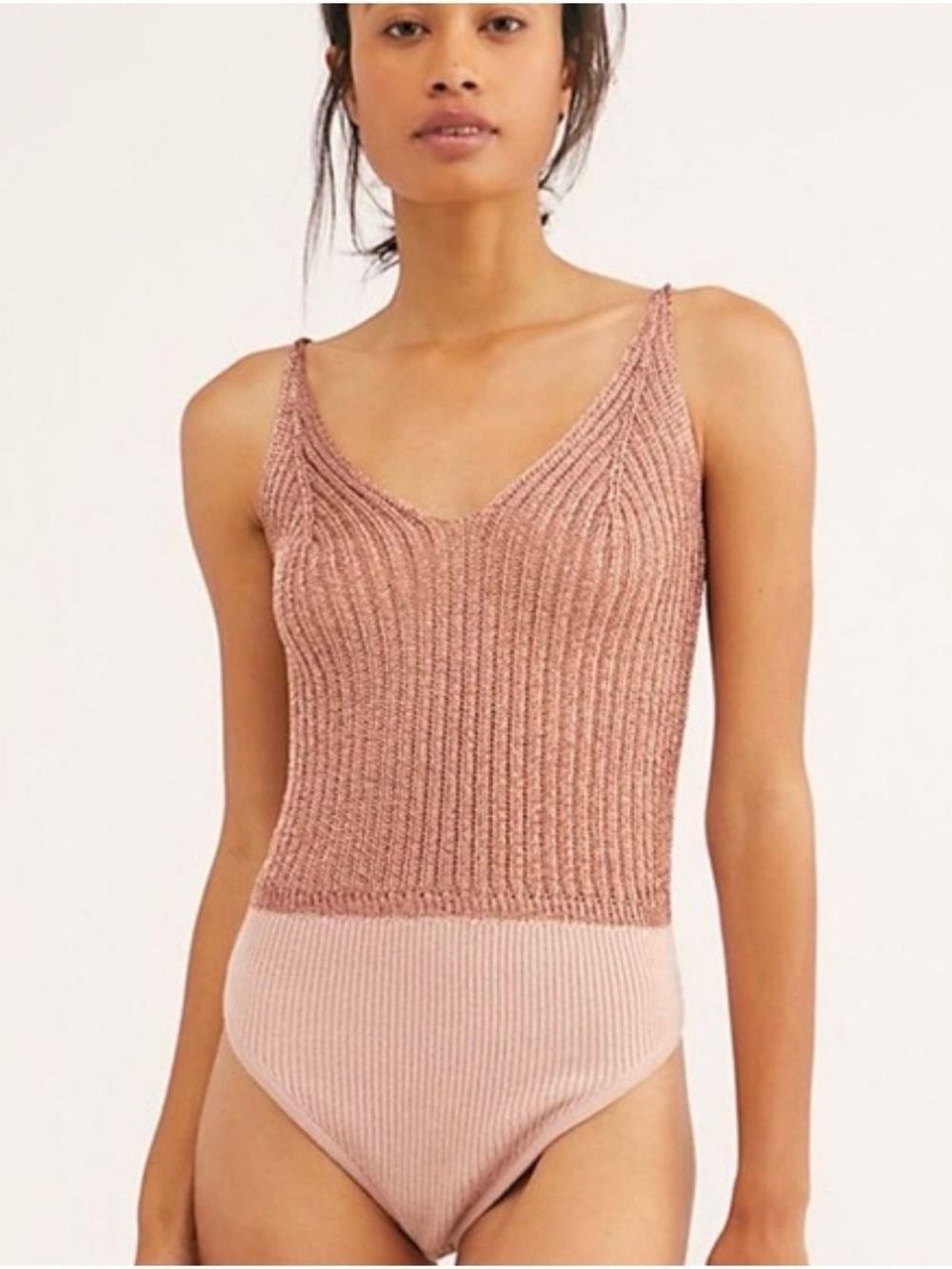 Free People Intimately rose gold metallic bodysuit size XS